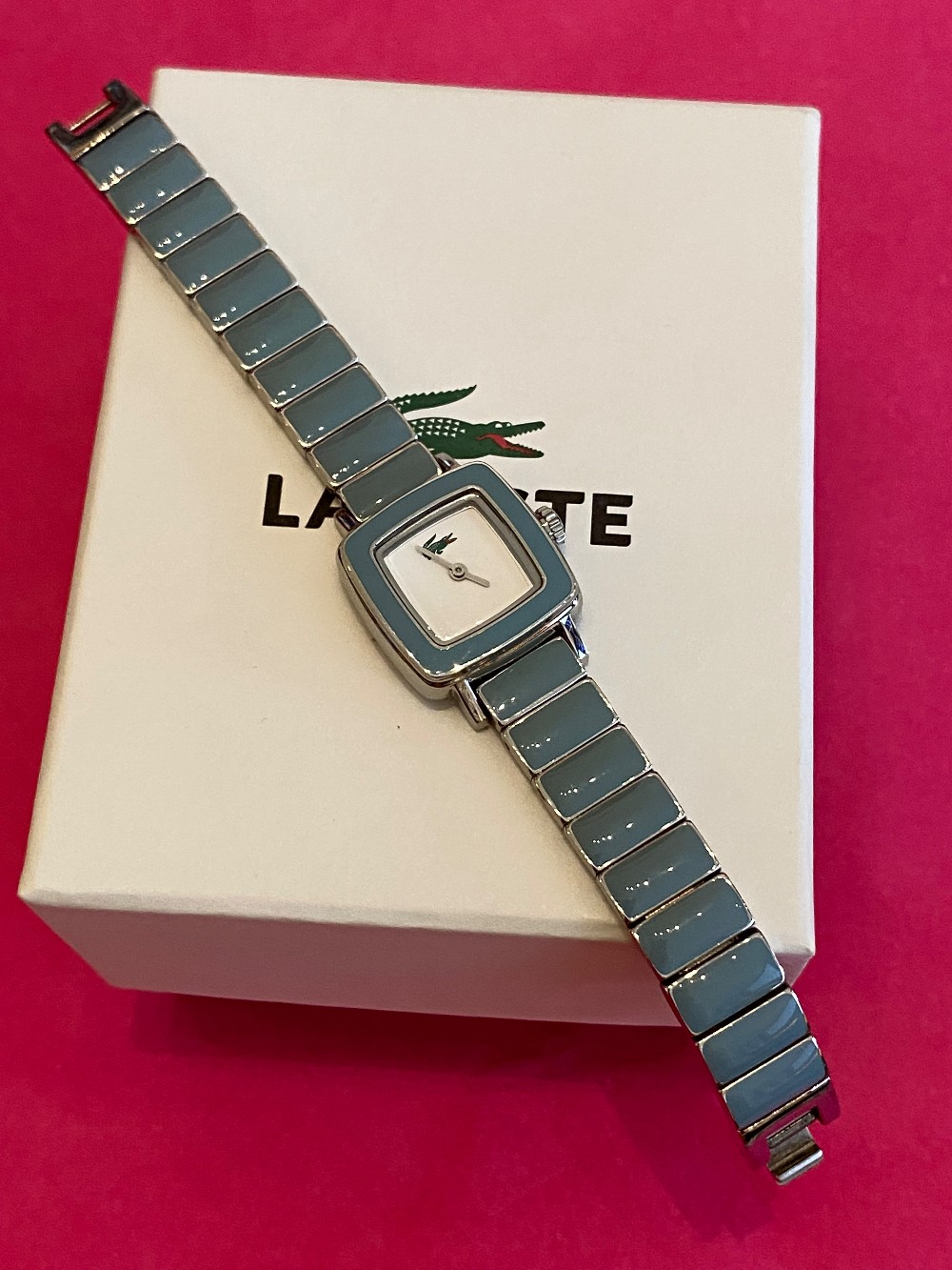 Lacoste blue enamel watch with extra links