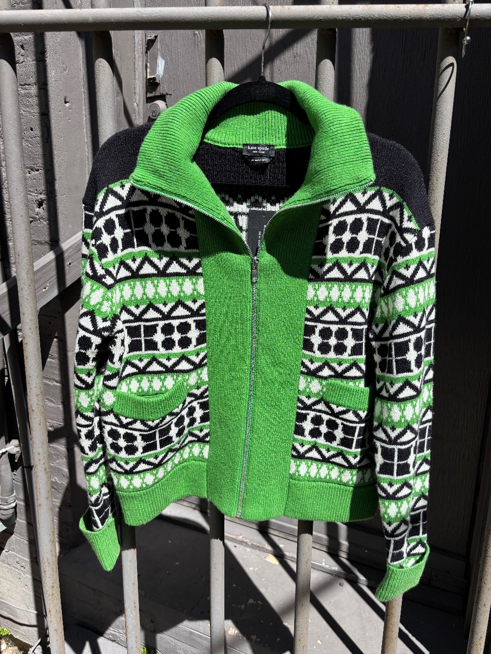 Kate Spade Fair Isle Zip Up Sweater size XS (fits a small)