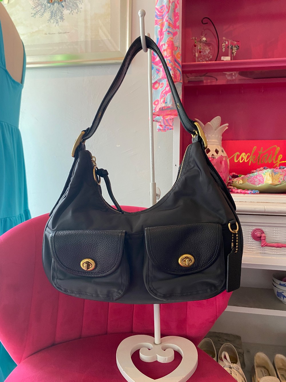 Coach nylon cargo hobo purse