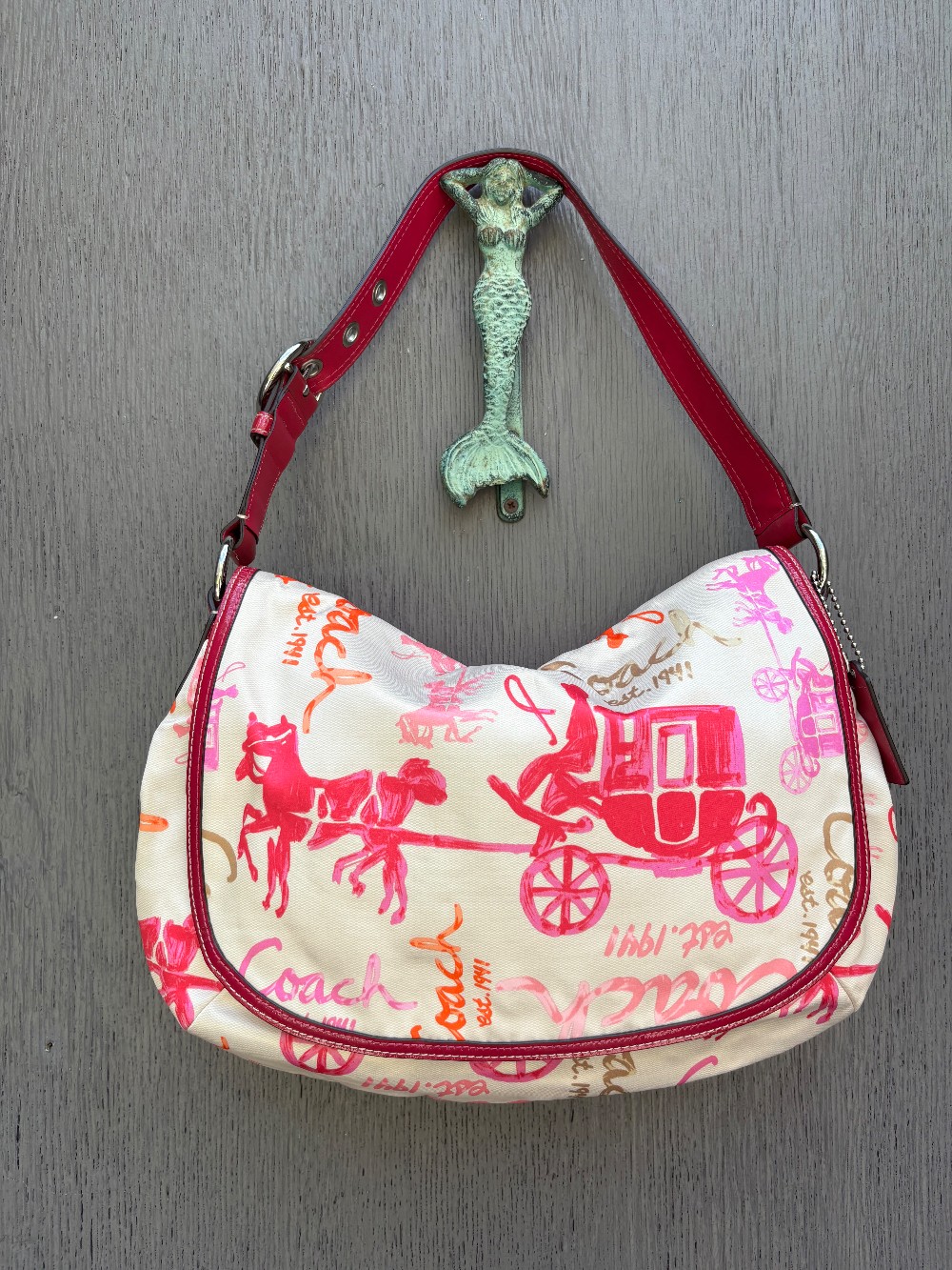 Coach Pink/Cream/Orange Carriage pattern Vintage