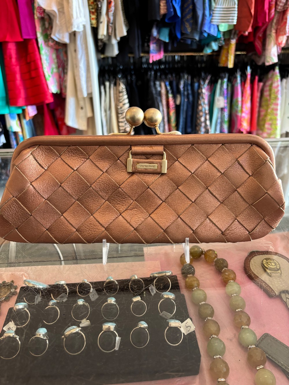 Charles David copper color clutch