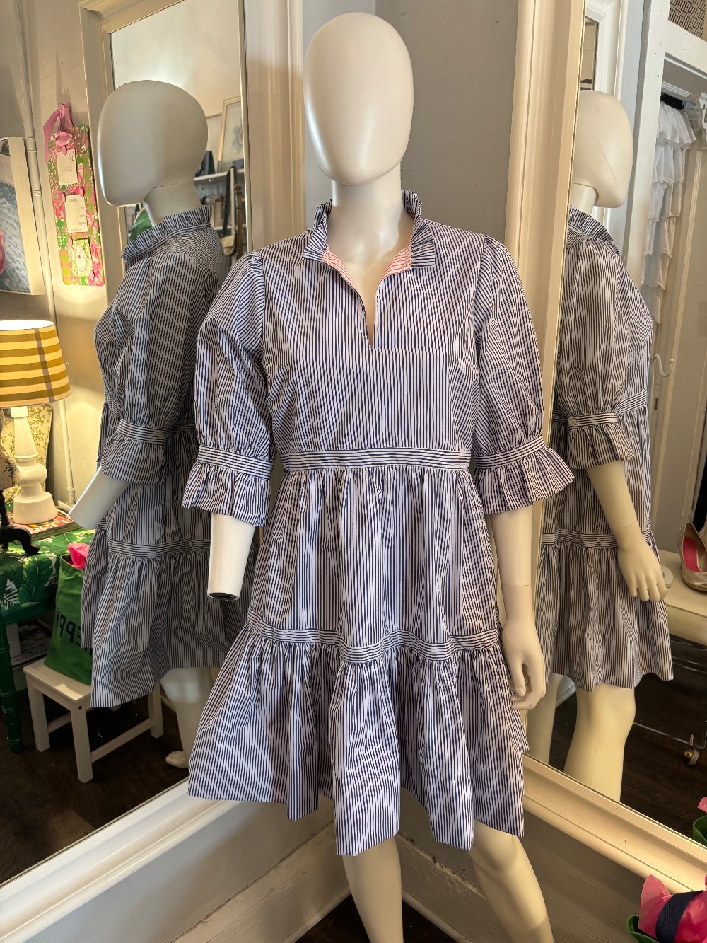 Gretchen Scott Designs blue and white dress size small