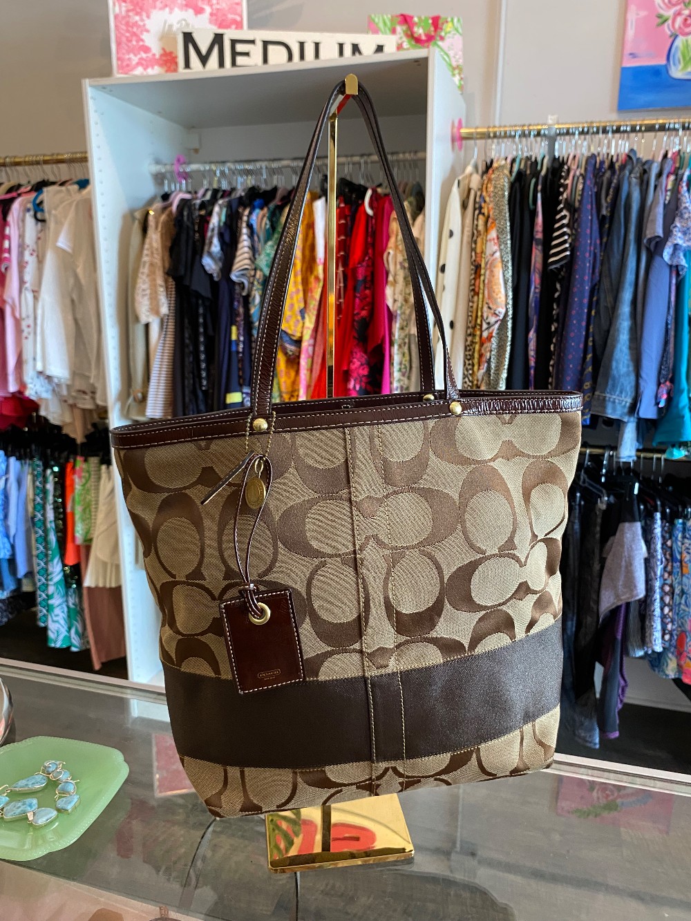 Coach signature large brown tote