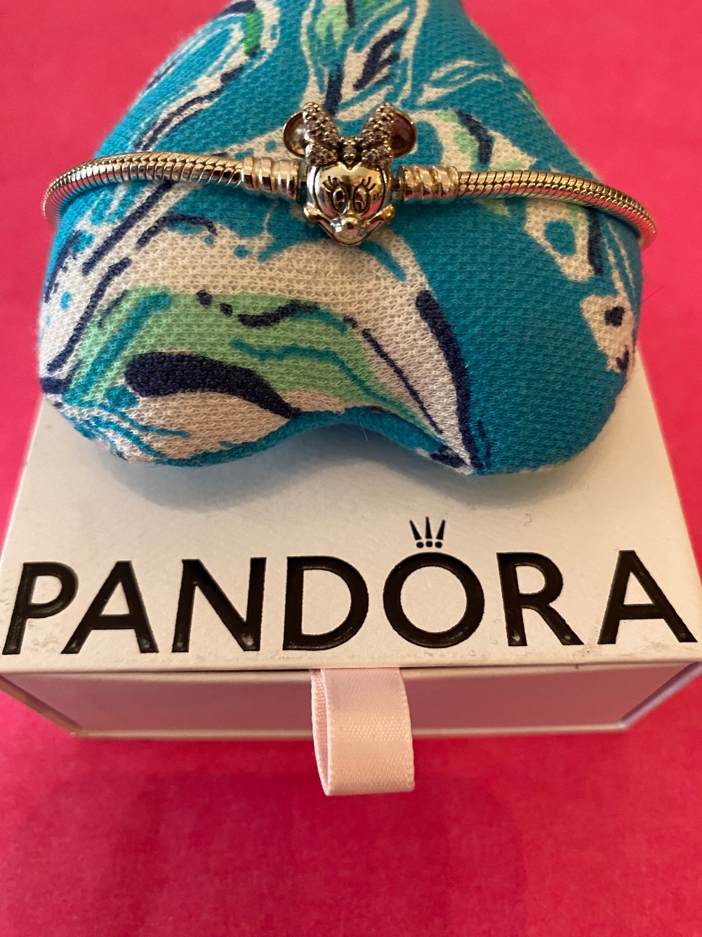 Pandora Snake Bracelet with Minnie Pave Charm