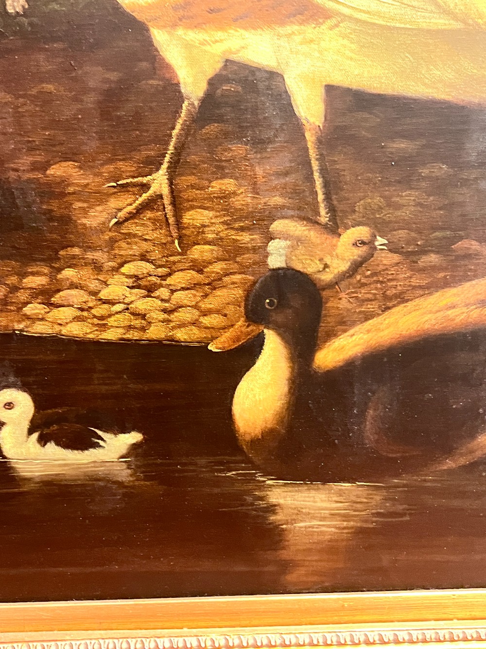 Framed Painting of Birds and Rabbits By Valentin