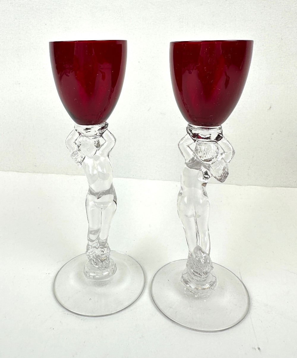 Cambridge Carmen (Red) Nude Stem Brandy / Cordial Glasses 1oz
