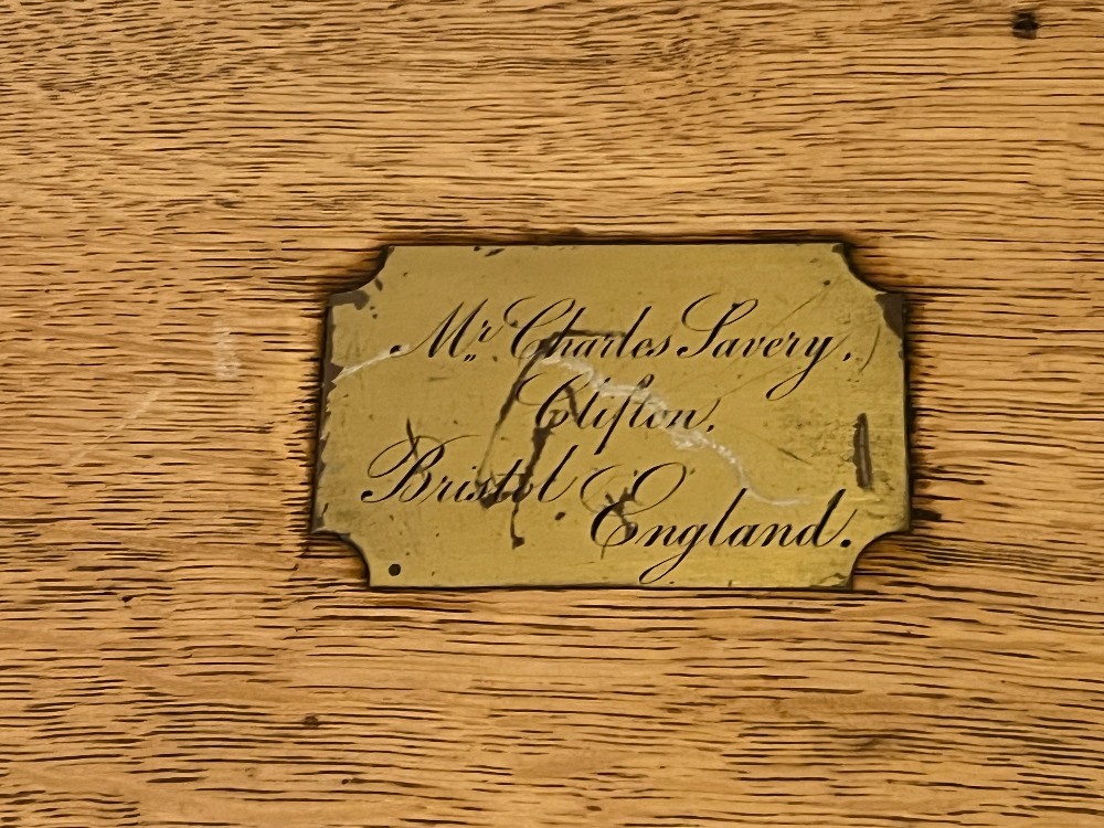 Wooden Storage Box on Stand with Plaque
