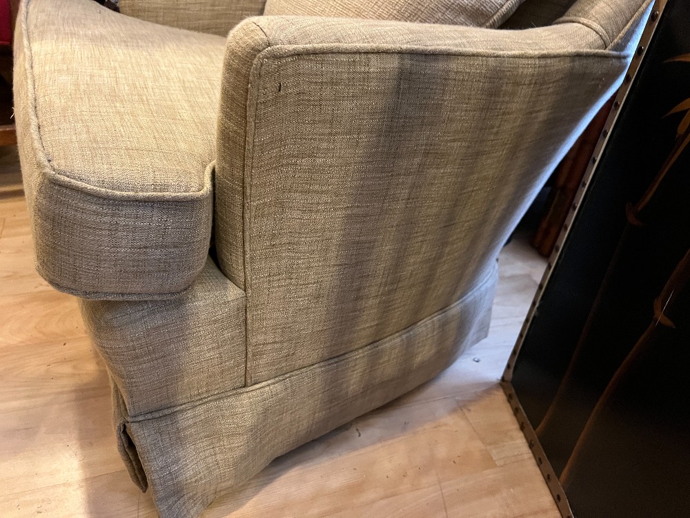 Beige Upholstered Swivel Armchair