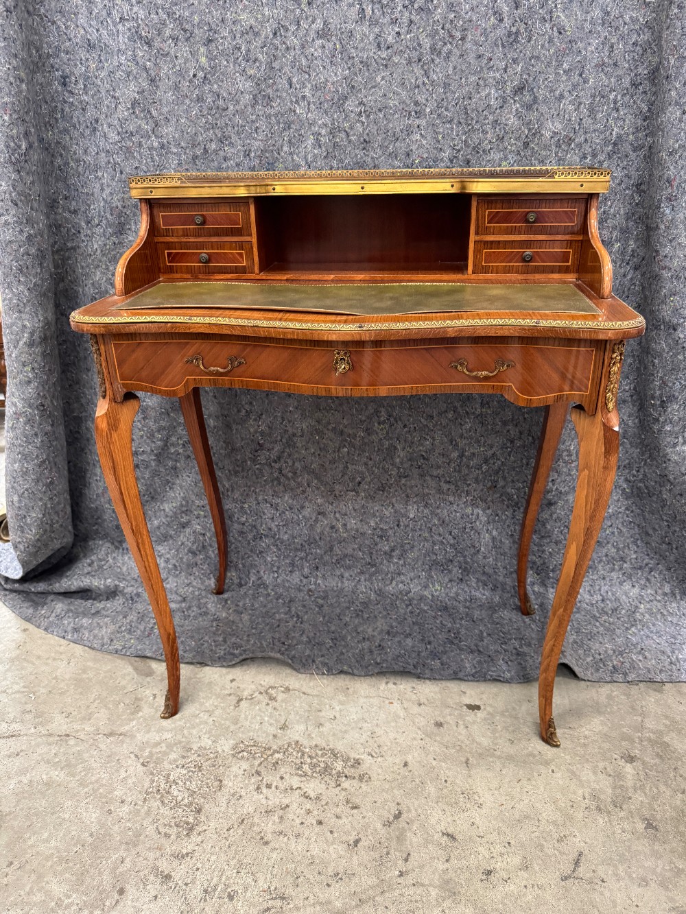 French Kingwood Leather Inset Ladies Writing Table - Reproduction