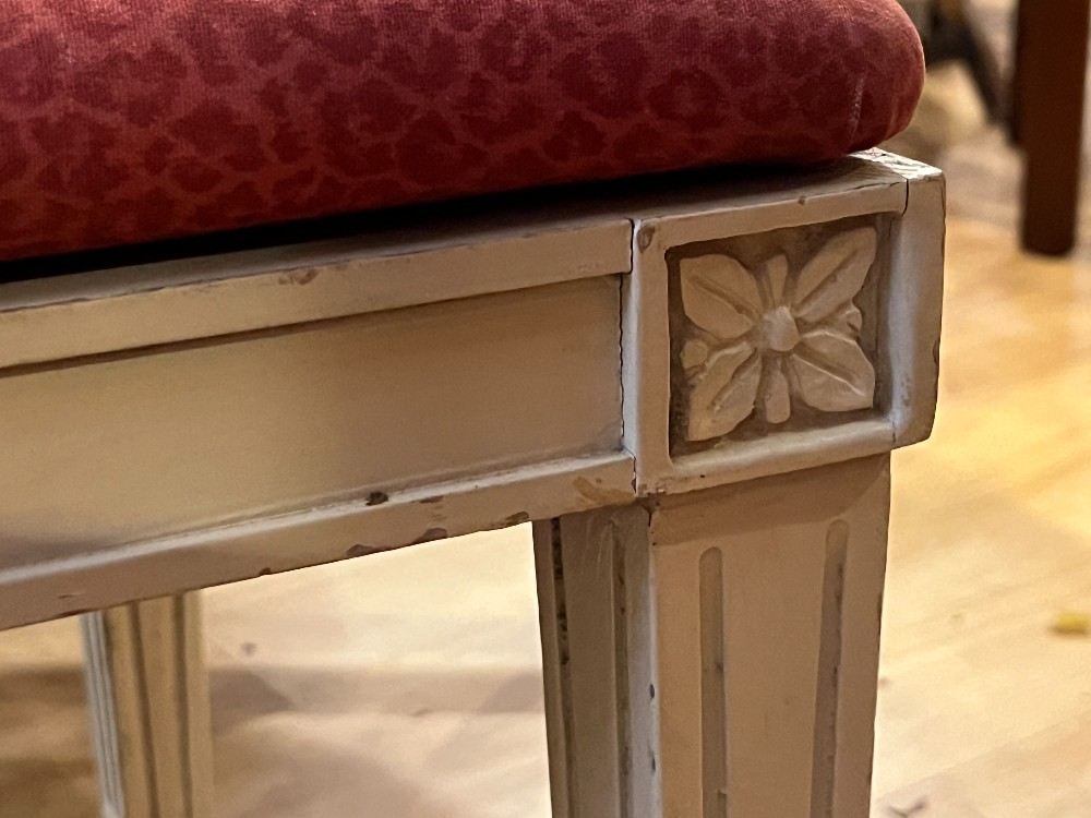 Red Upholstered Vanity Bench with Cushion