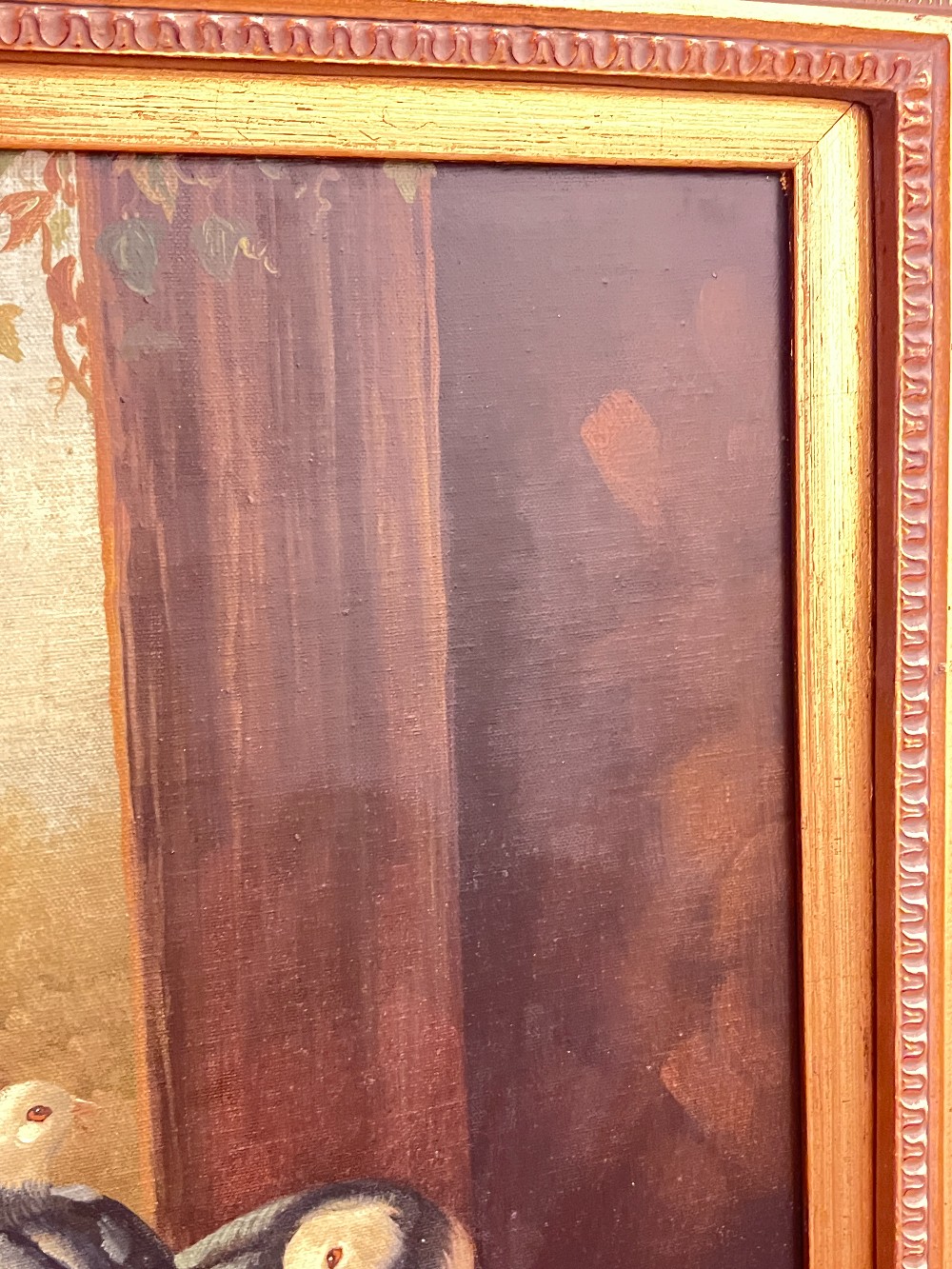 Framed Painting of Birds and Rabbits By Valentin