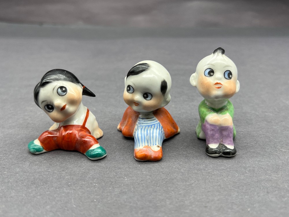 Vintage 1950s Porcelain Figurines, Hand-Painted Children - Set of 3