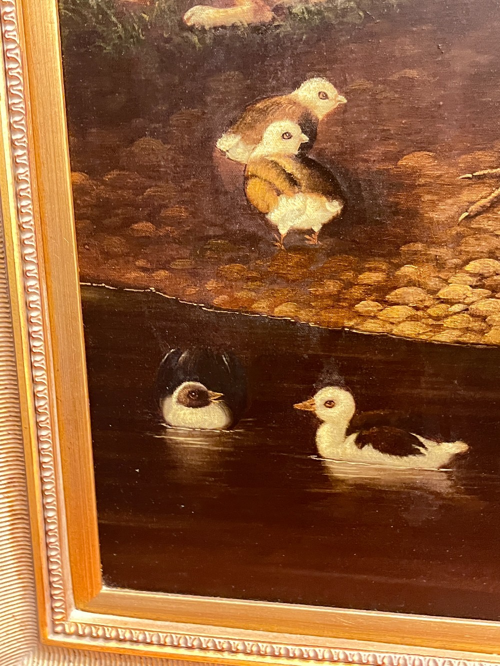 Framed Painting of Birds and Rabbits By Valentin