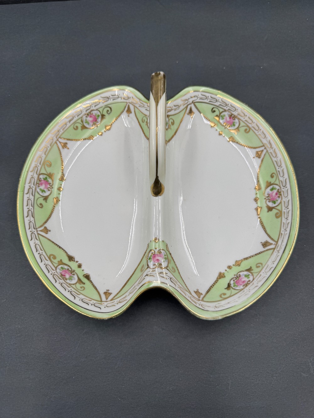 Nippon Hand-Painted Porcelain Candy Dish with Handle