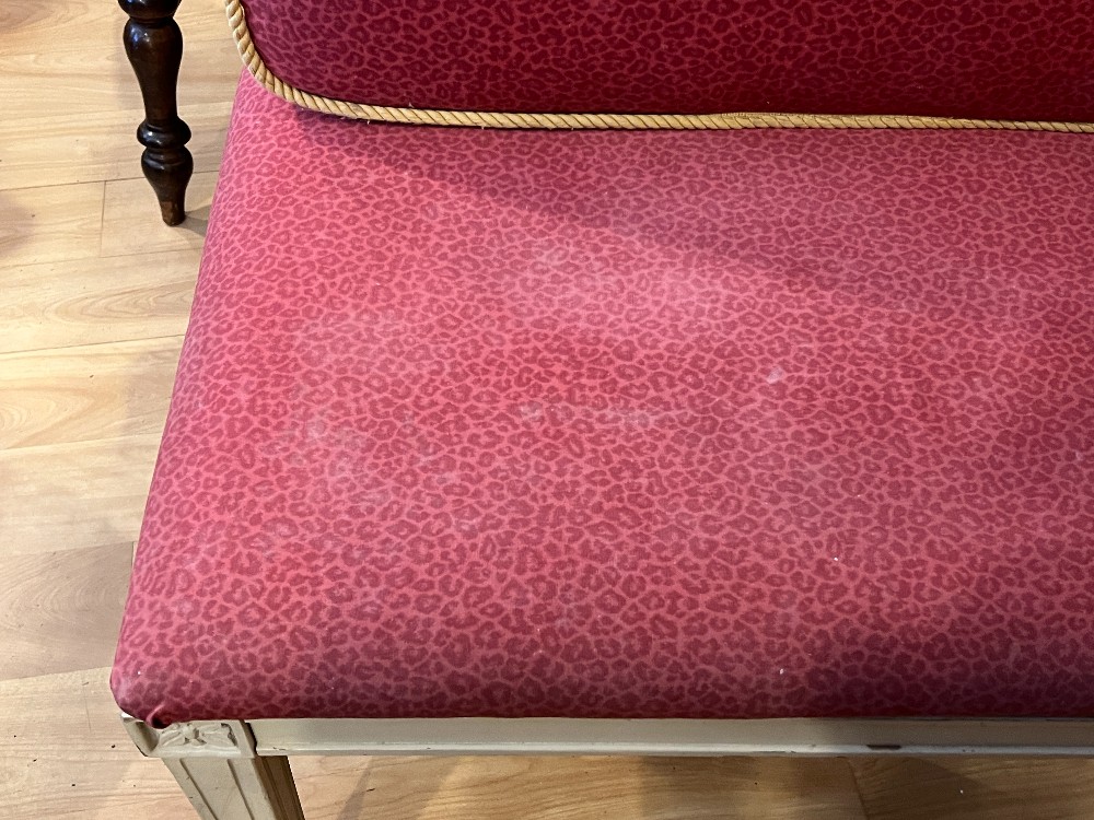 Red Upholstered Vanity Bench with Cushion
