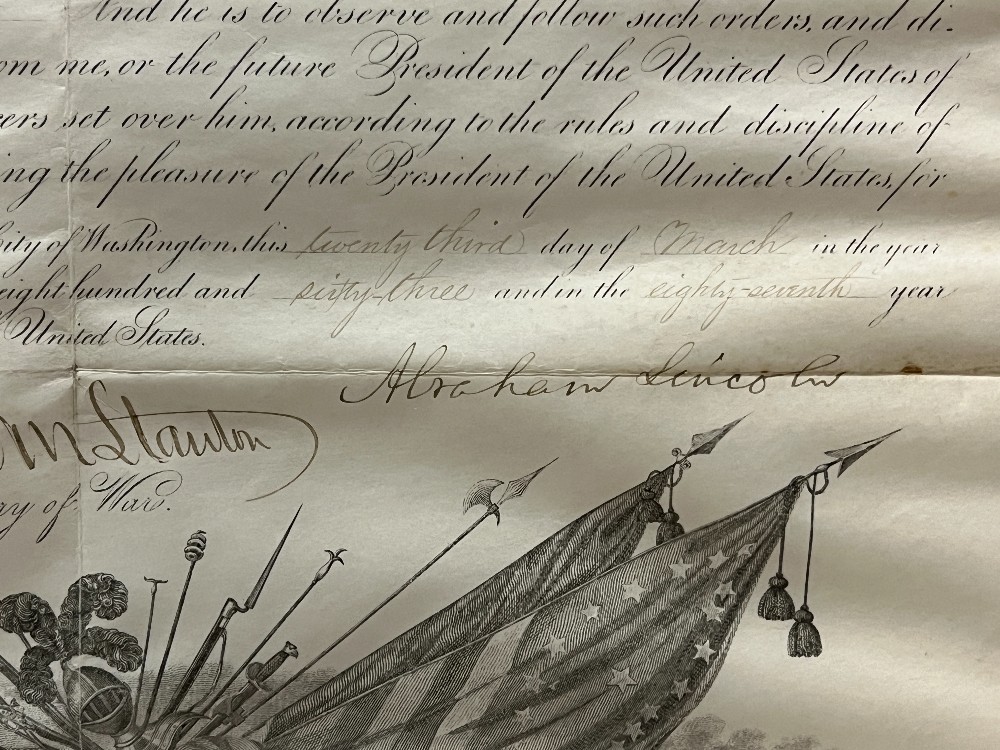Abraham Lincoln Signed Letter, Frame: 24” x 21” Raab Collection With COA