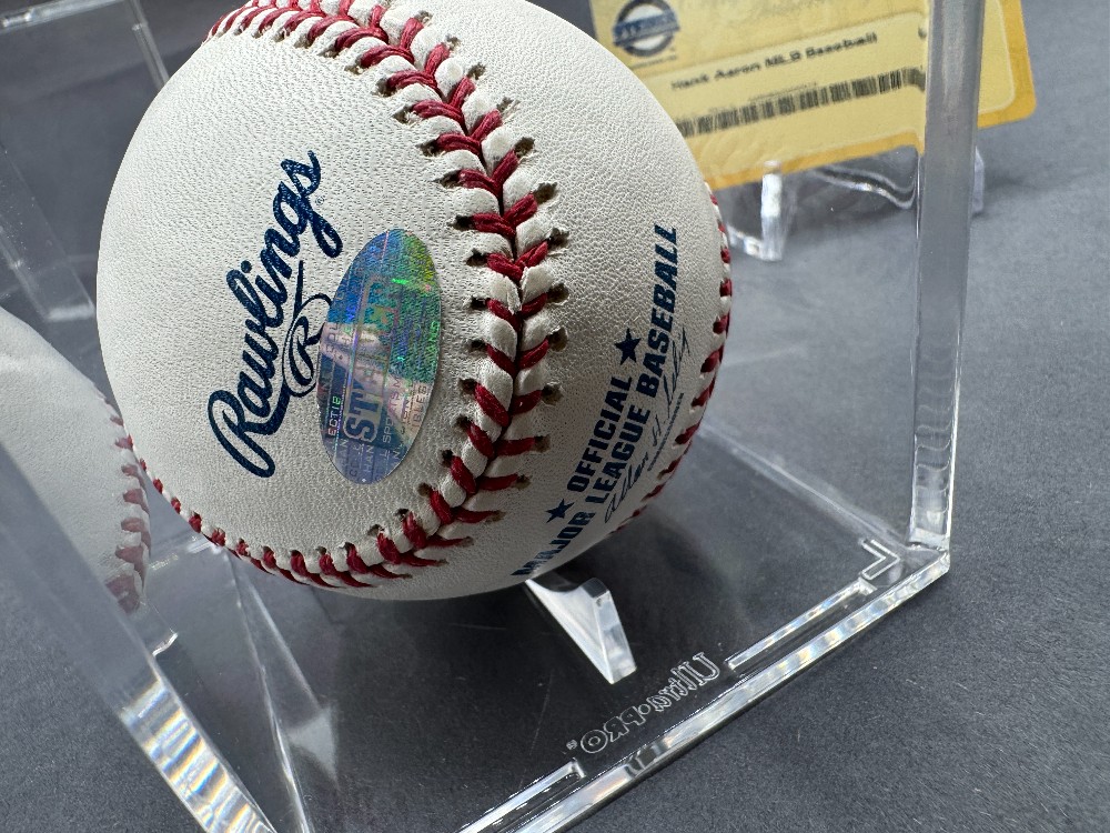 Hank Aaron Autographed Baseball, Steiner Hologram