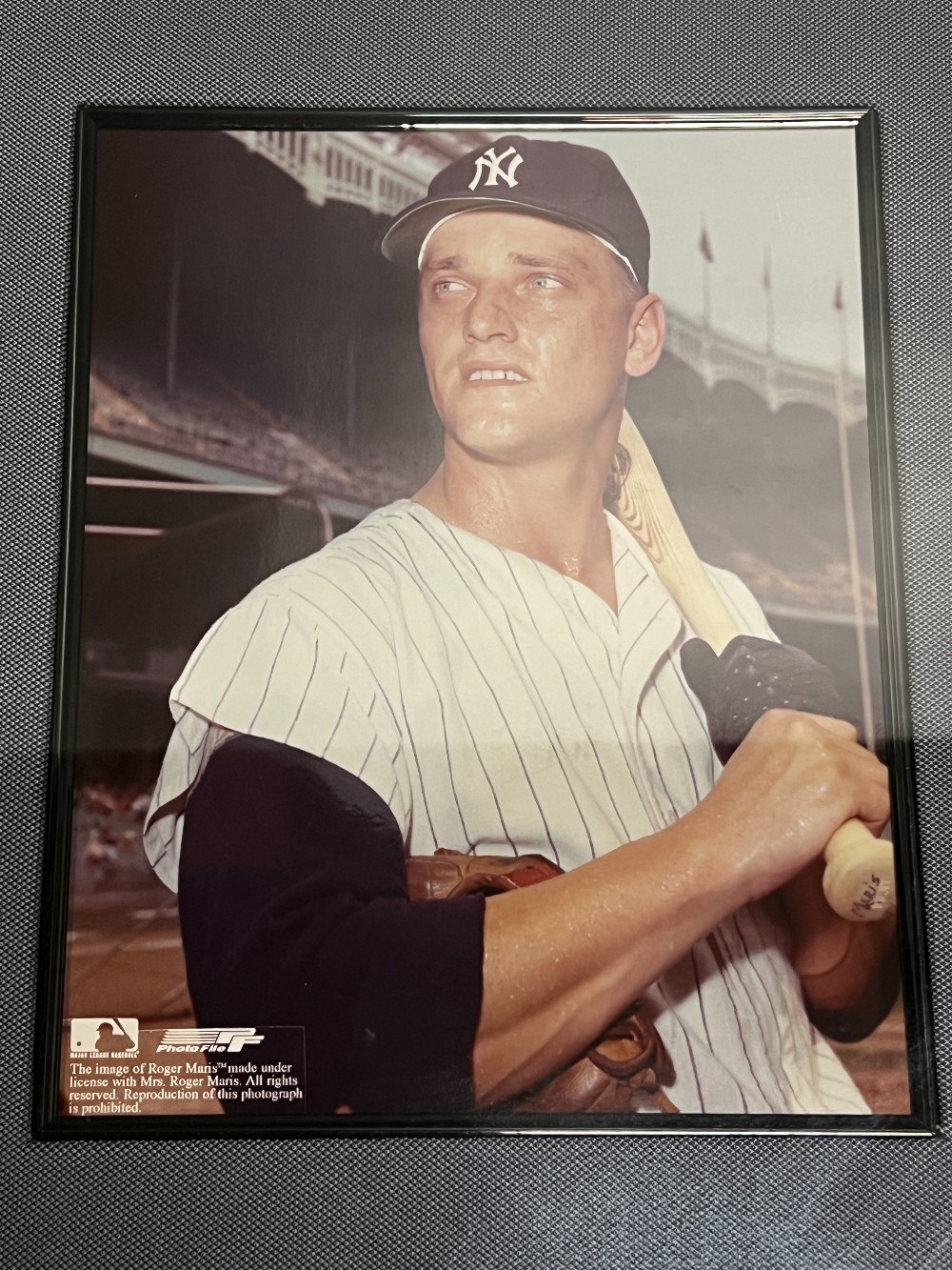 Roger Maris, Frame: 14 ⅝” x 18 ⅝” H, 3x5 Signed, PSA/DNA With Letter Of Authenticity