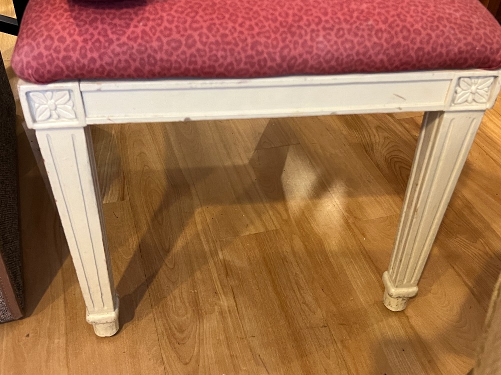 Red Upholstered Vanity Bench with Cushion