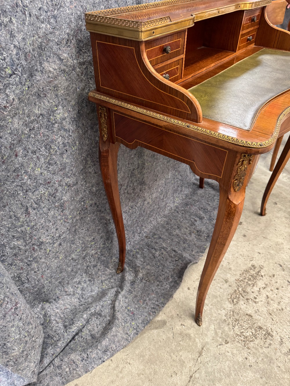 French Kingwood Leather Inset Ladies Writing Table - Reproduction