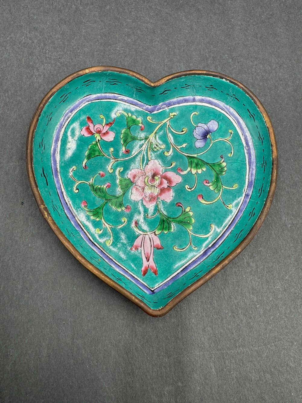 Cloisonne Heart Shaped Trinket Dish