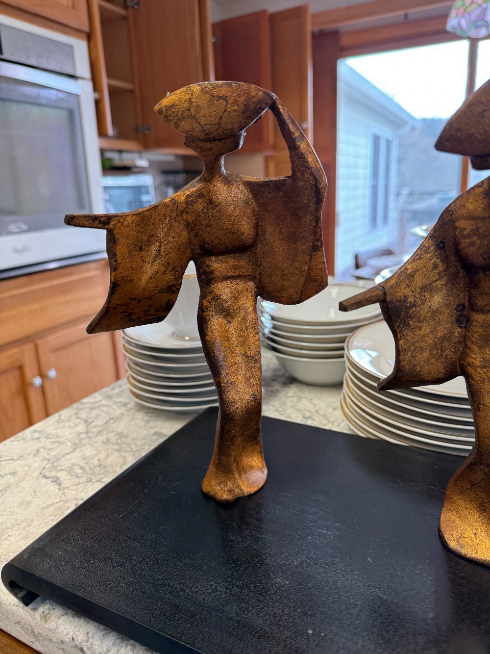 MCM Pair of Geisha Cast Iron Figures, Japan