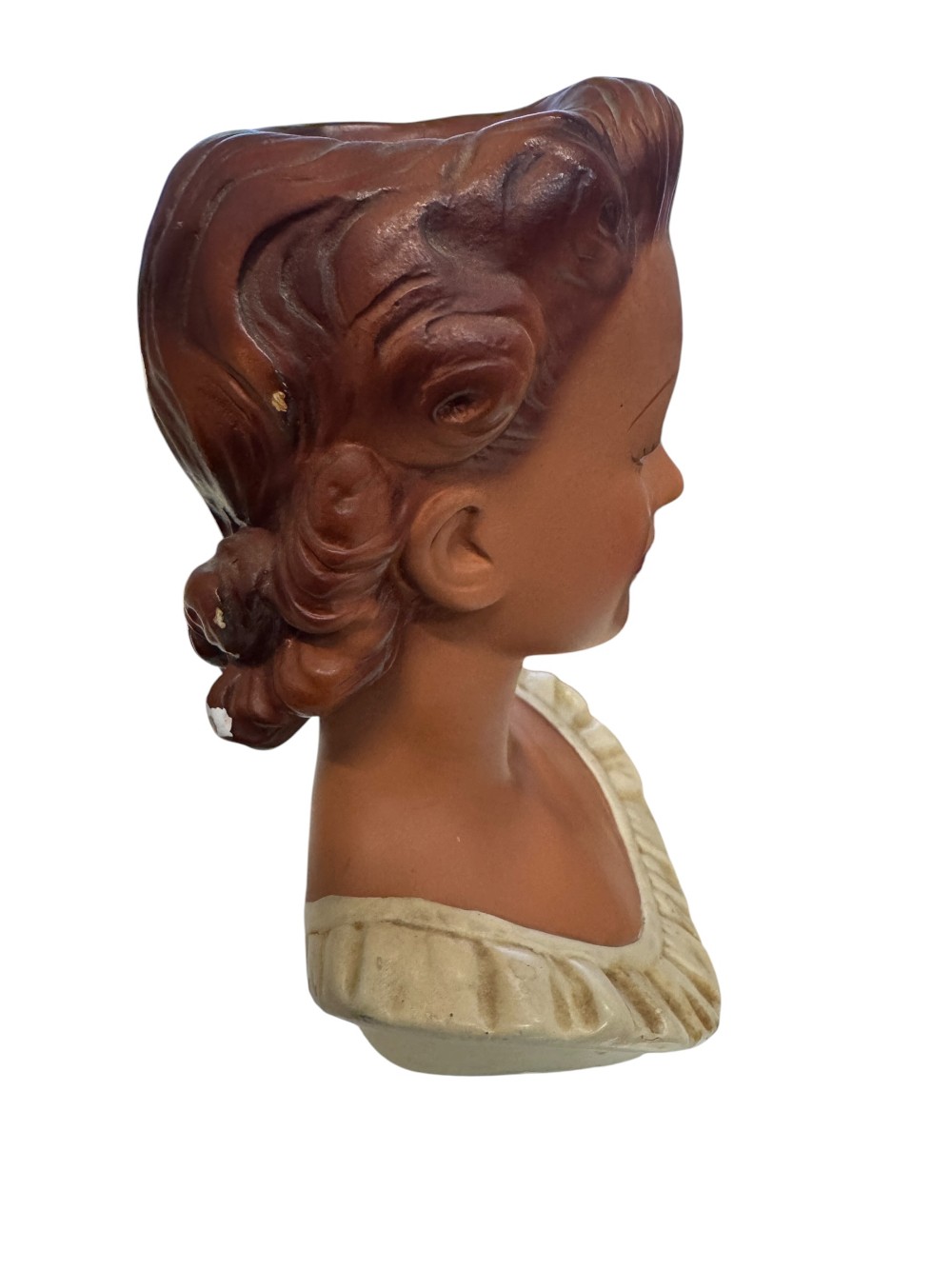 1965 Ralph Dell'Osso Chalkware Lady Head Vase 10