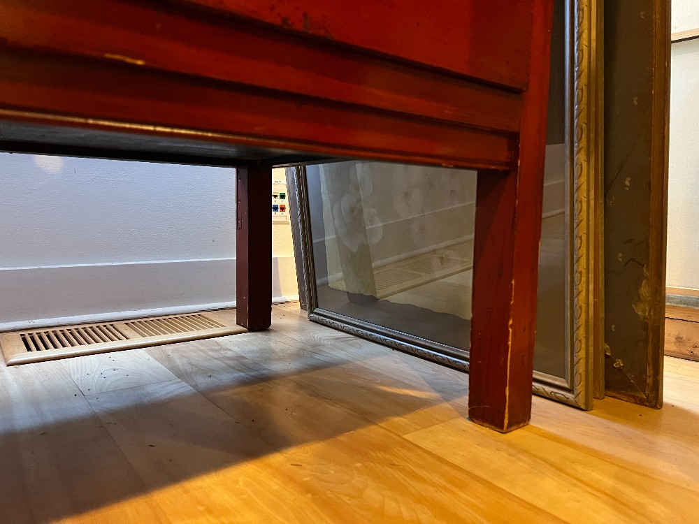 Asian Red Lacquered Wedding Cabinet