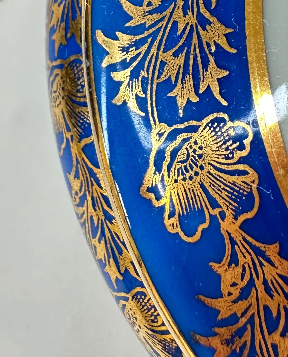 Antique Limoges Fragonard Blue Porcelain Jewelry / Trinket Box