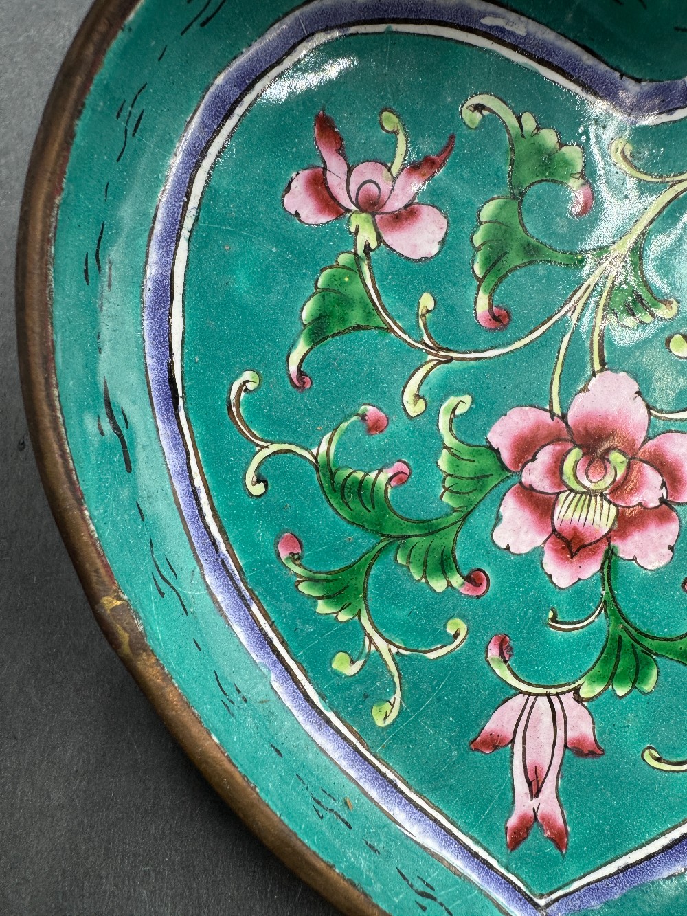 Cloisonne Heart Shaped Trinket Dish