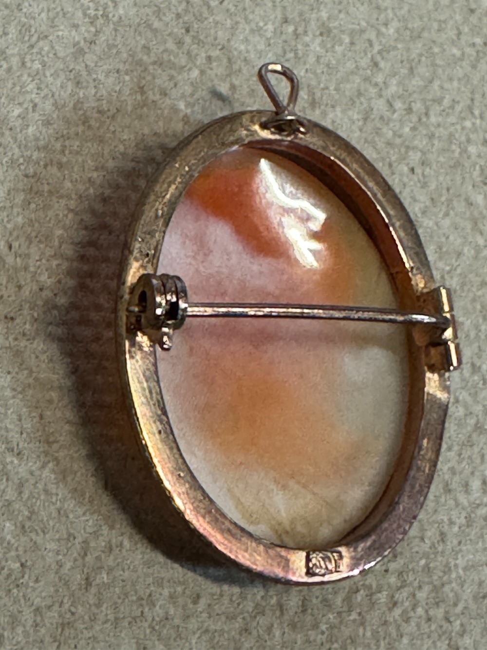 Antique Carved Shell Cameo Brooch, Marked 800 (Silver)