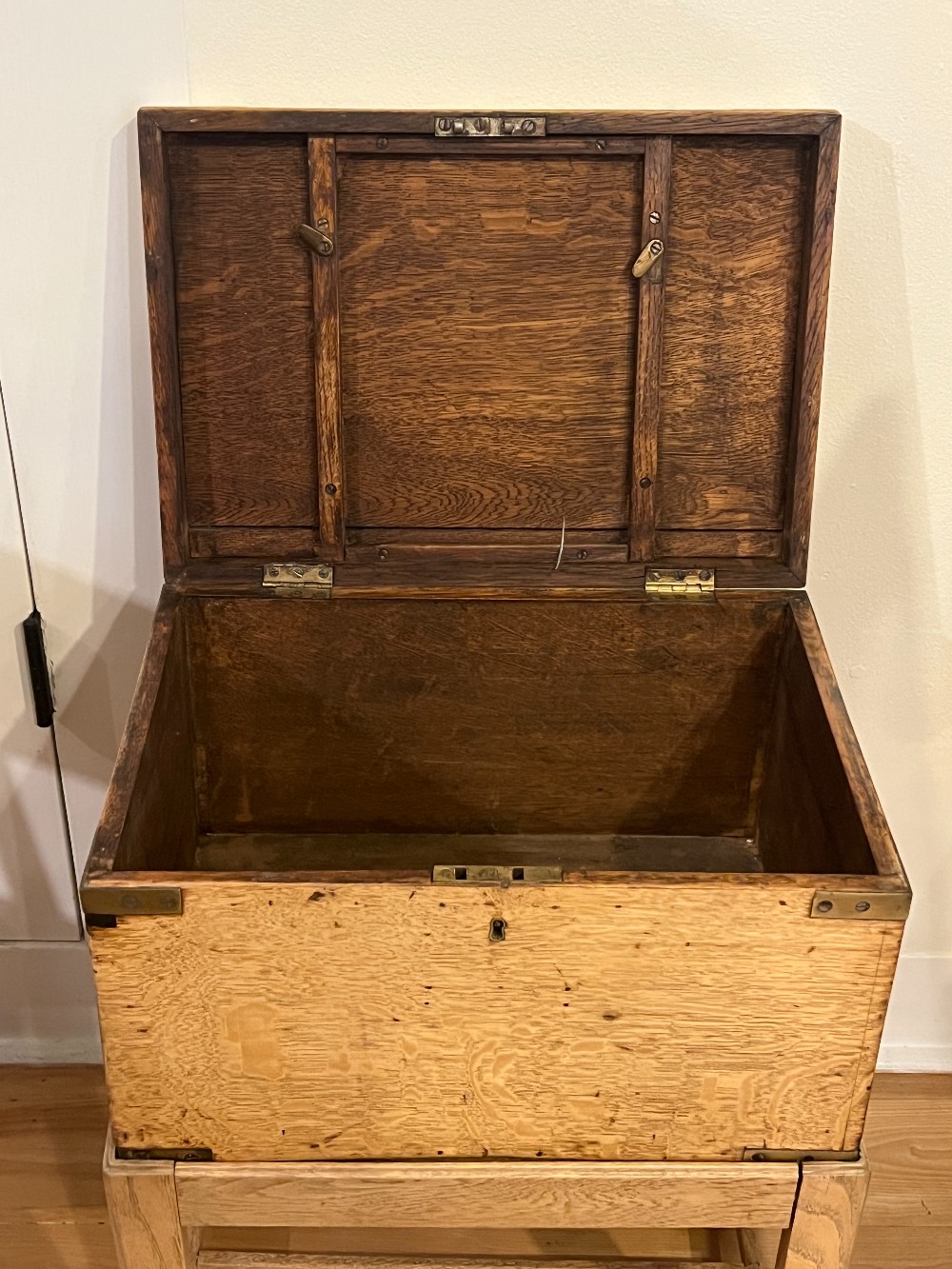 Wooden Storage Box on Stand with Plaque