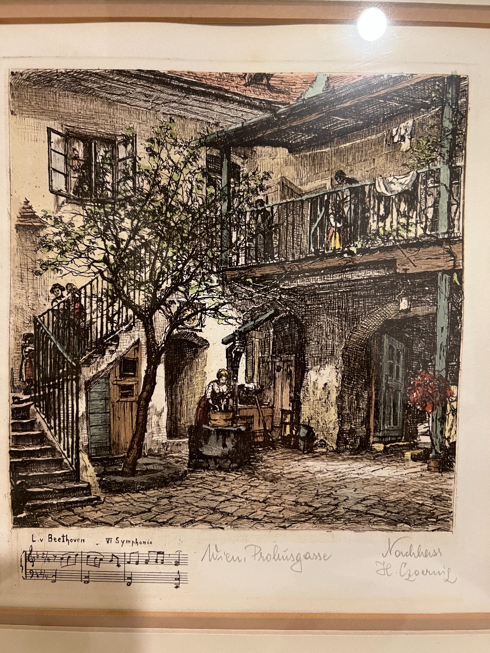 Beethoven VI Framed Etching Signed By H. Czoernig