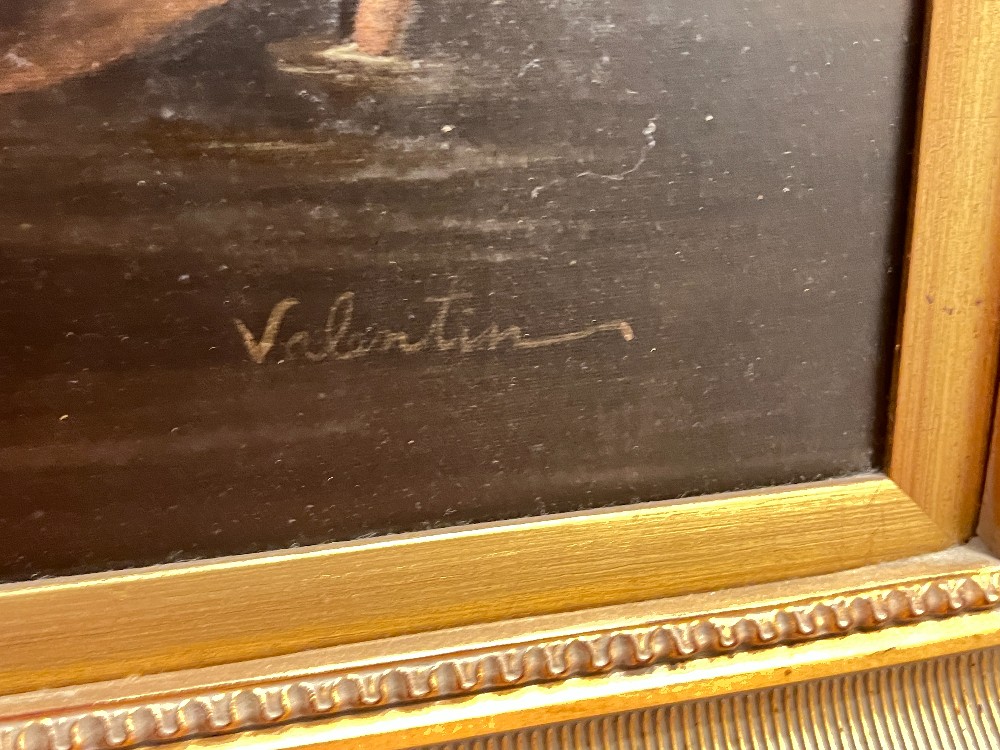 Framed Painting of Birds and Rabbits By Valentin