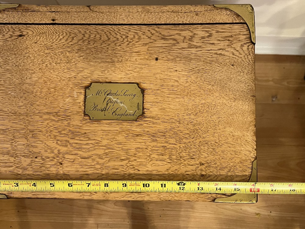 Wooden Storage Box on Stand with Plaque