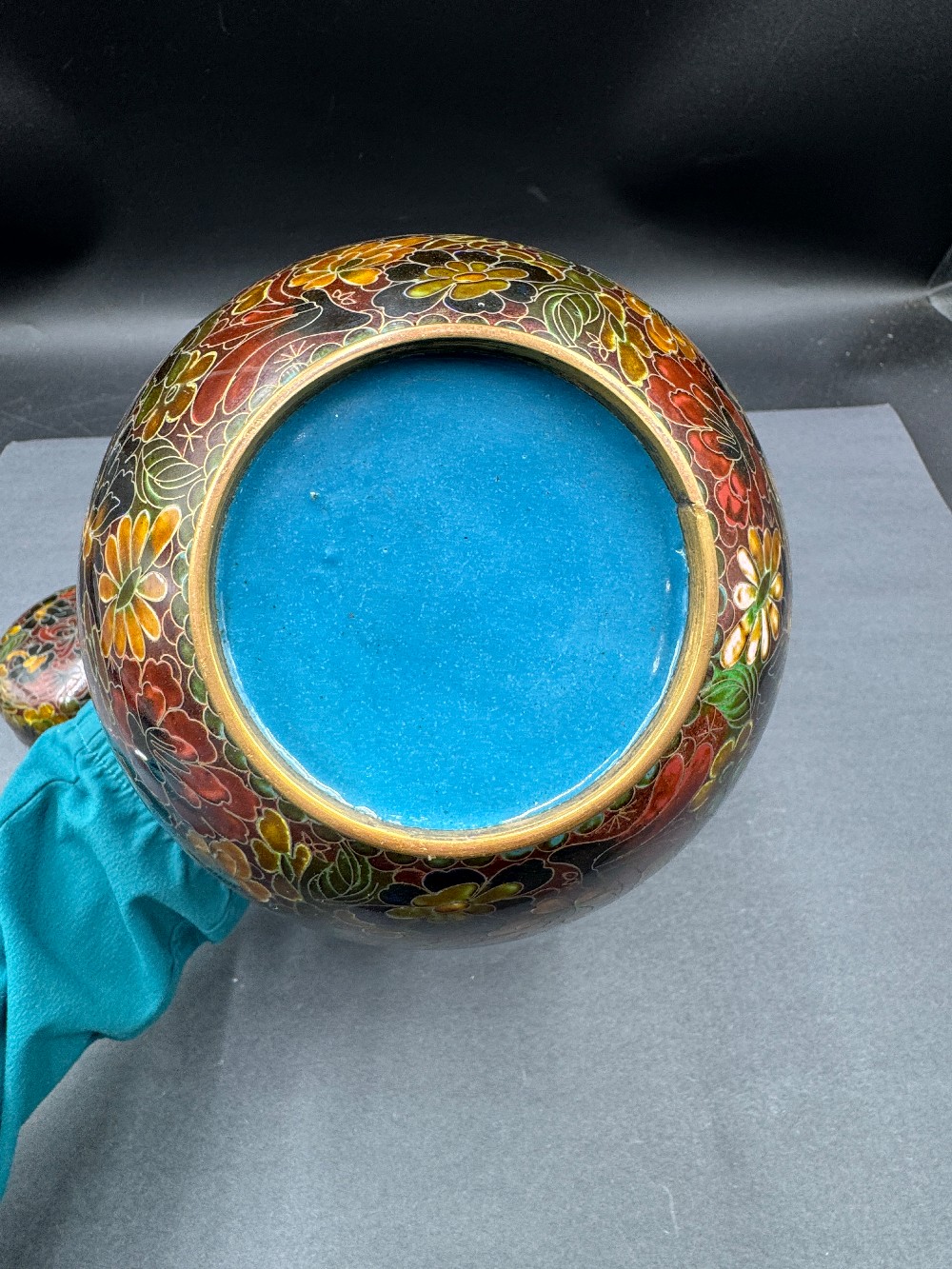 Floral Cloisonne Ginger Jar