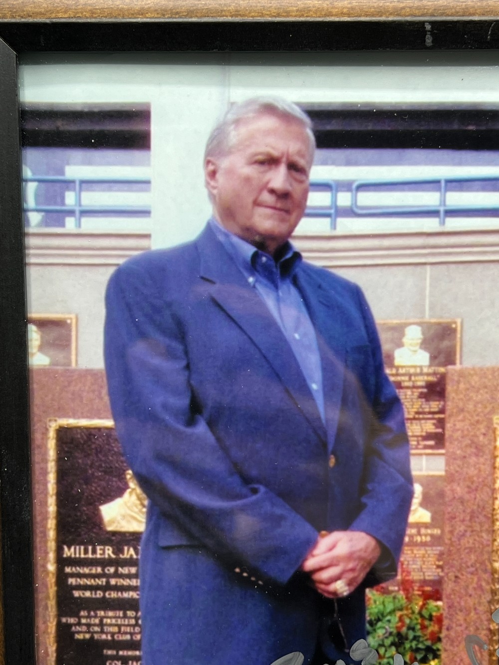 George Steinbrenner Signed Picture with Inscription: “To The Boys”, Frame: 10” x 12” H, Autograph Certification Experts, JSA With Letter Of Authenticity