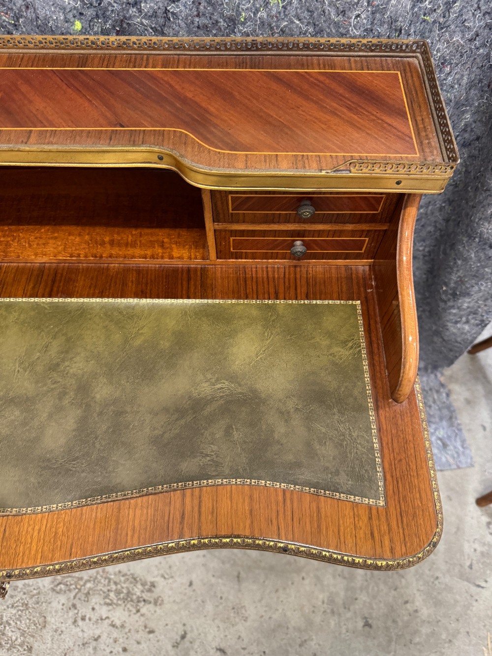 French Kingwood Leather Inset Ladies Writing Table - Reproduction