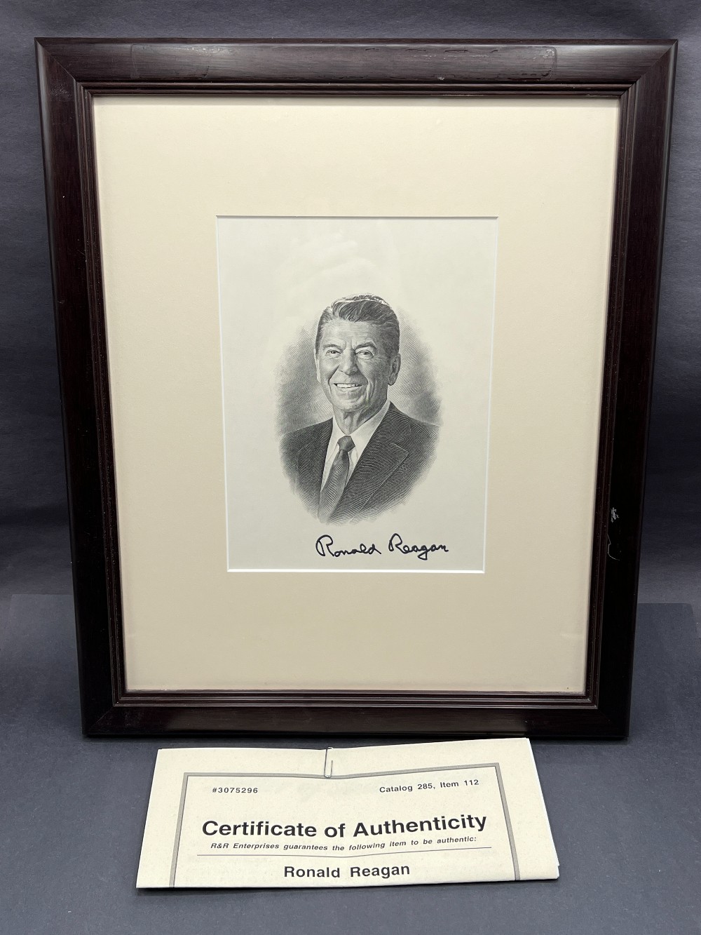 Ronald Reagan Signed Bureau of Engraving and Printing 9 x 12 Portrait, R&R Enterprises, PSA/DNA With COA