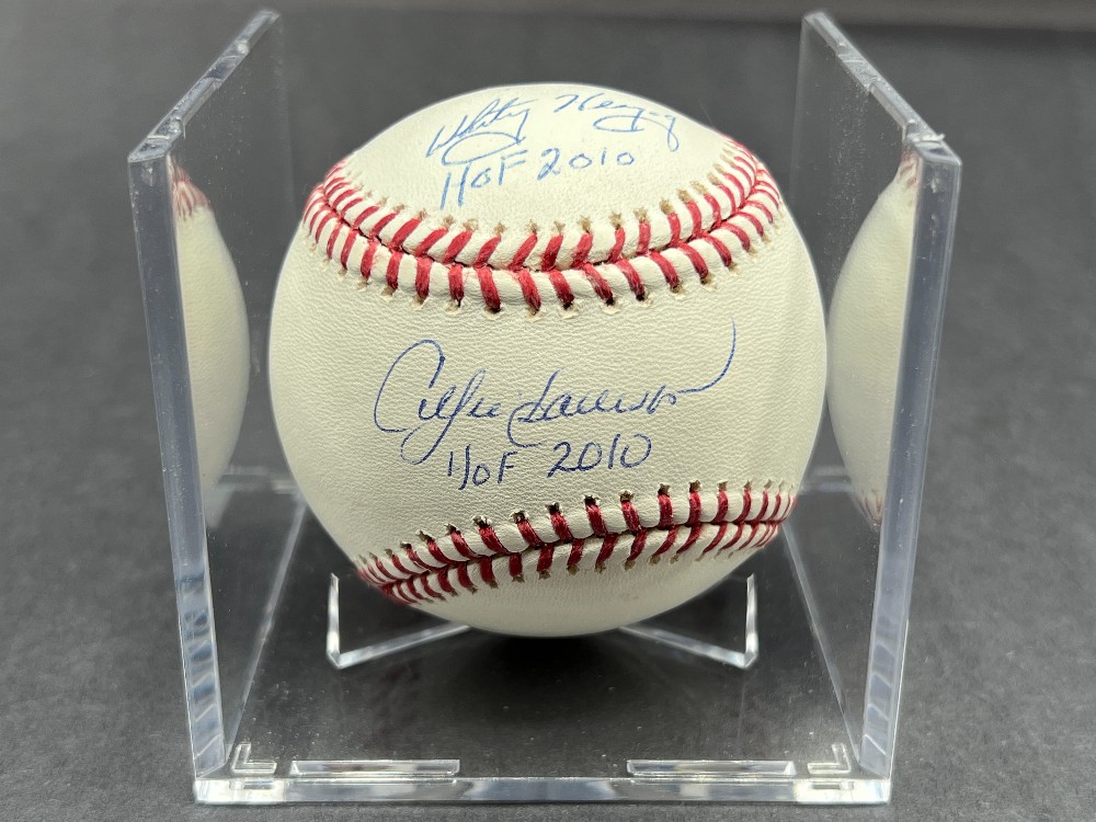 Andre Dawson and Whitney Herzog Double Autographed Baseball “HOF 2010, HOF 2010” MLB, Steiner
