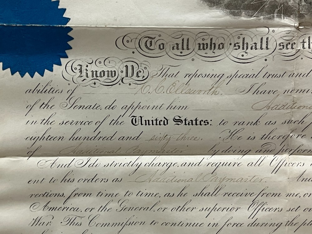 Abraham Lincoln Signed Letter, Frame: 24” x 21” Raab Collection With COA
