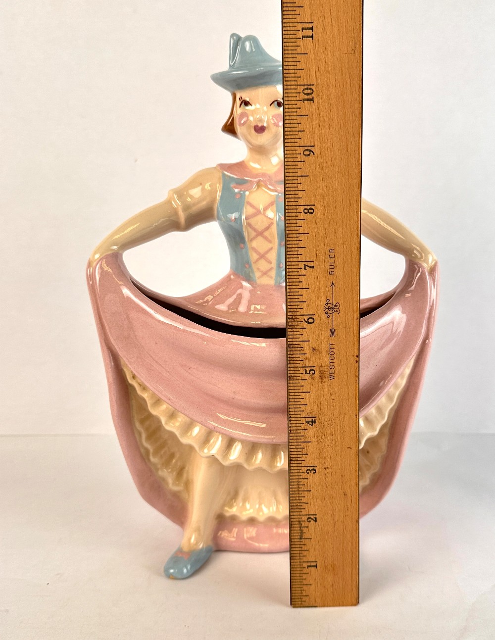 Vintage Hedi Schoop Dancer Planter, California Pottery, Pastel Folk Costume