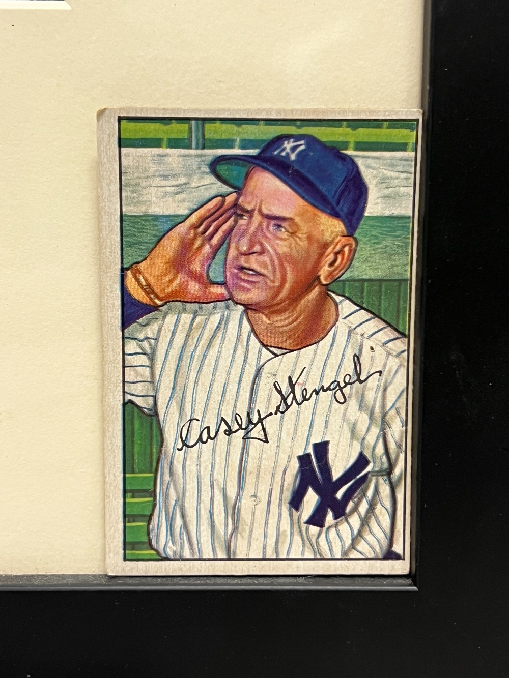 Casey Stengel Picture, Frame: 14 ¼” x 18” H, “New York Mets, Hall of Famer”, Signed 3x5 Index Card, Autograph Certification Experts