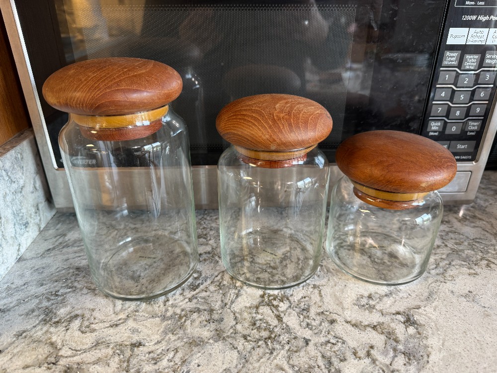 Baker Hart Stuart Teak Mushroom Lid 3-Piece Set