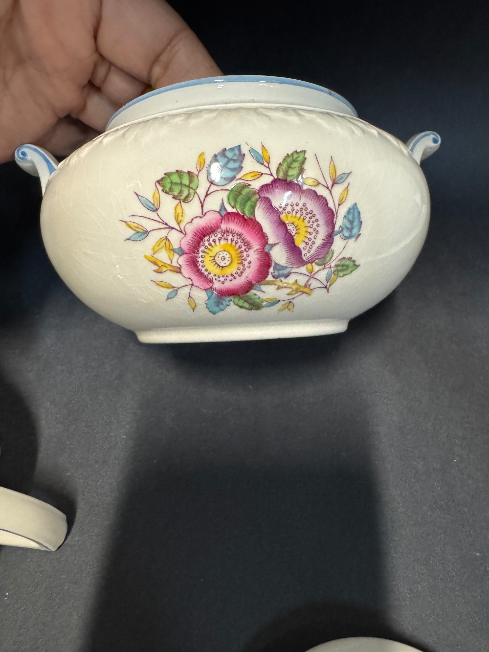 Evenlode Wedgwood Sugar Bowl with Lid and Creamer