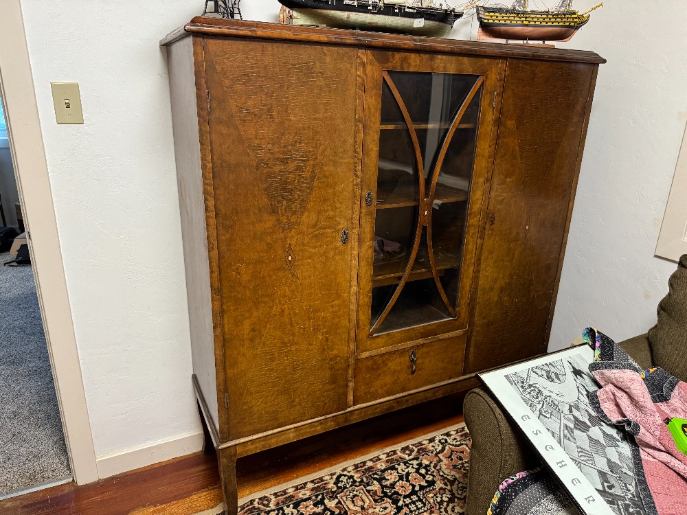 Art Deco Wood Display Bookcase