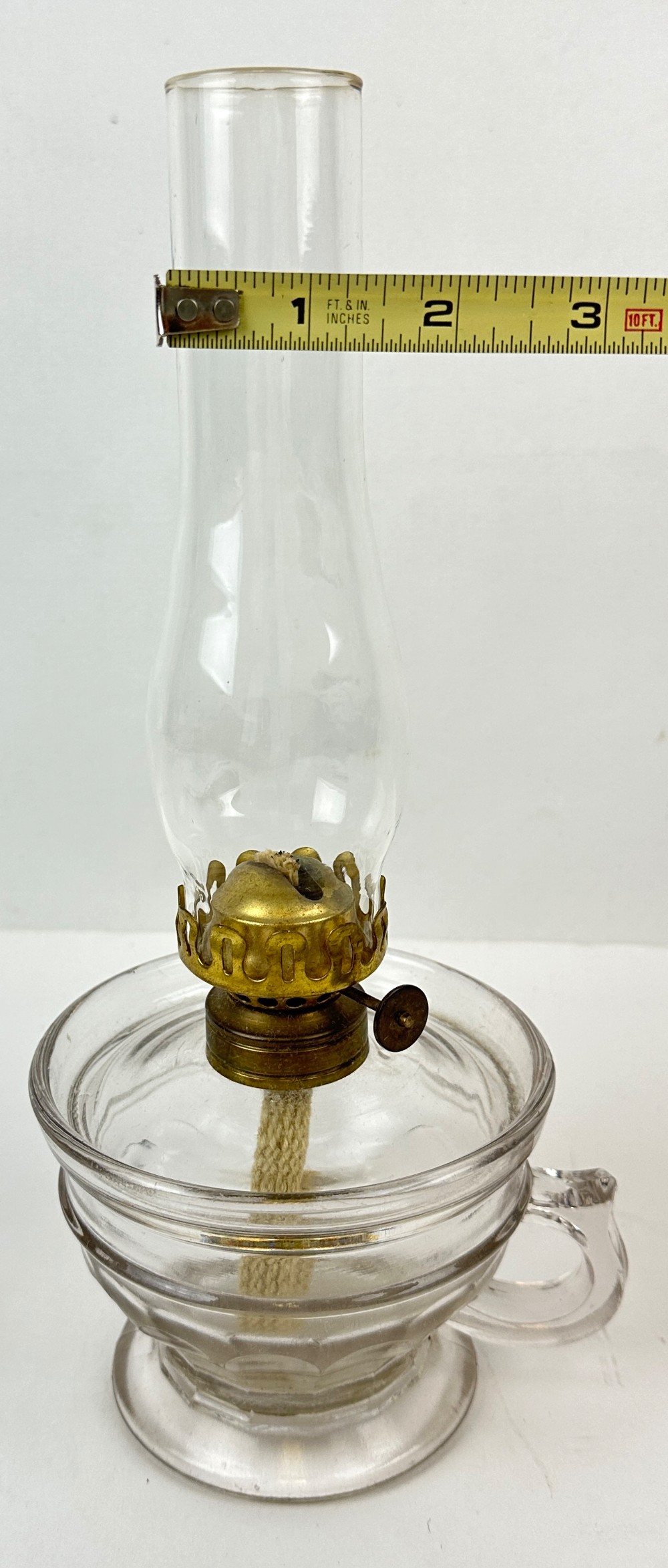 Antique Scovill Clear Glass Finger Oil Lamp