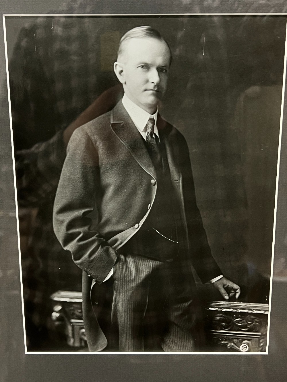 Calvin Coolidge, Frame: 13 ⅞” x 21 ⅜” H, Picture and 8.25 x 3 Check for $373.17, July 19, 1932 to H. V. Woode, R&R Enterprises With COA