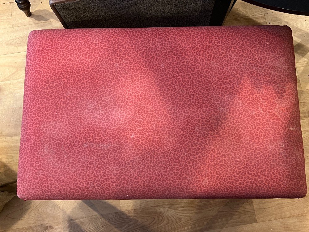 Red Upholstered Vanity Bench with Cushion