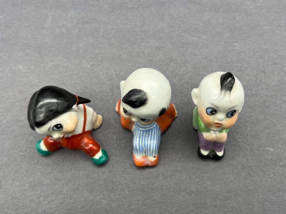 Vintage 1950s Porcelain Figurines, Hand-Painted Children - Set of 3